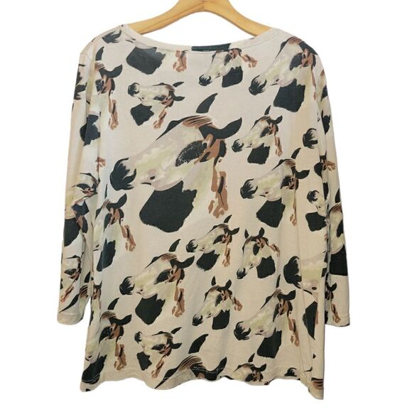 Lynn Ritchie Silk Blend Horse Animal Print Print 3/4 Sleeve Top XL - Picture 6 of 10